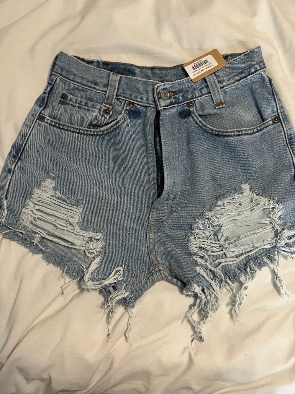Levi's Light Blue Distressed Cutoff Denim Shorts